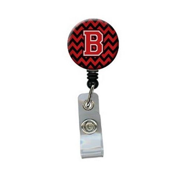 Carolines Treasures Letter B Chevron Black and Red Retractable Badge Reel CJ1047-BBR